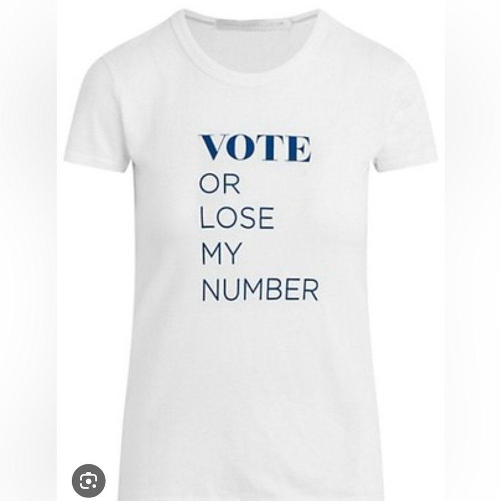 Favorite Daughter White and Blue Short Sleeve Tee